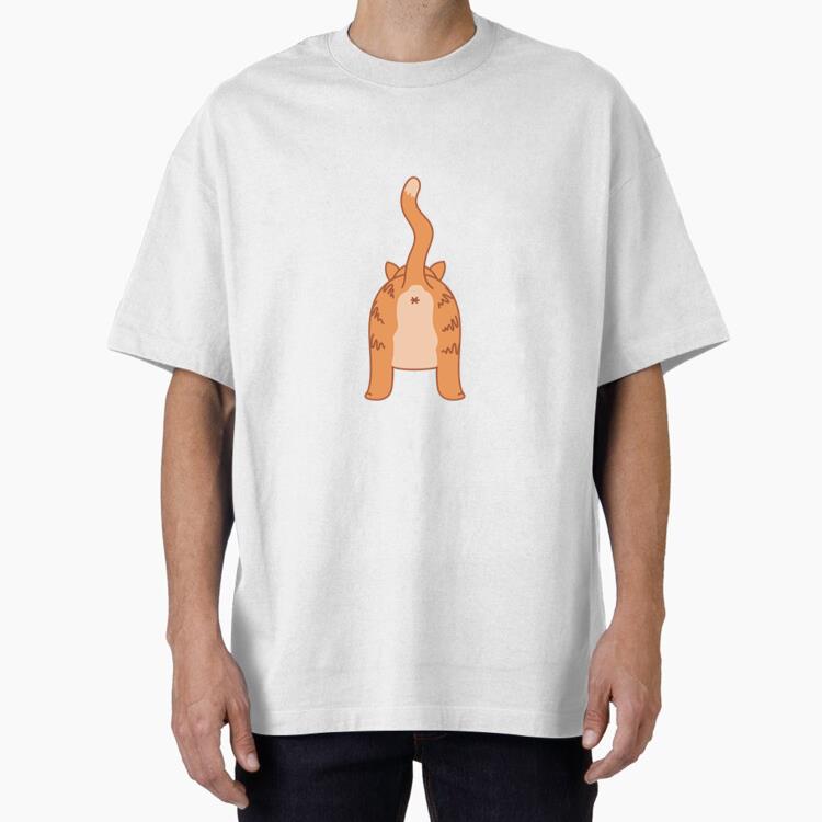 Cartoon Cat Standing On Its Hind Legs Oversized T-Shirt