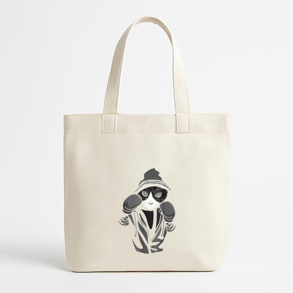 Cat Boxing Canvas Tote Bag