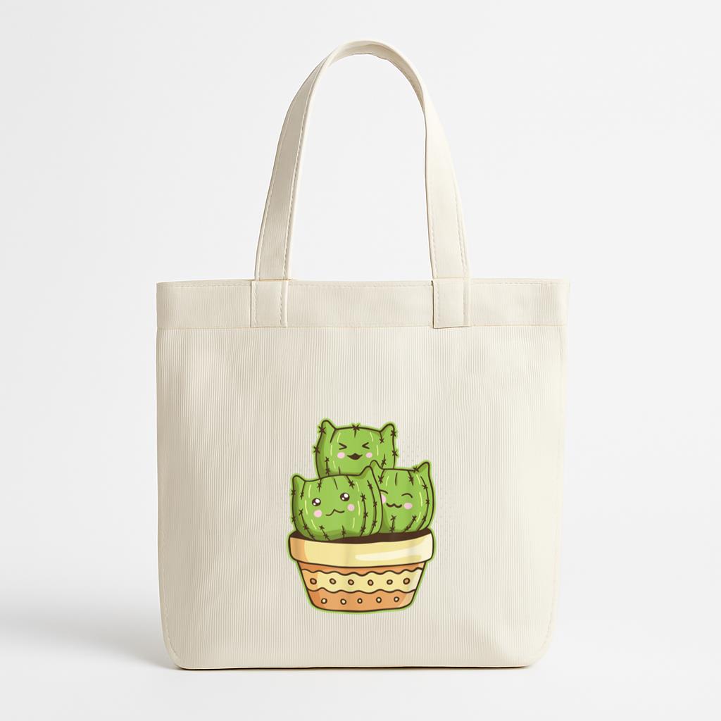 Cat Cactus Gardening Succulent Canvas Tote Bag