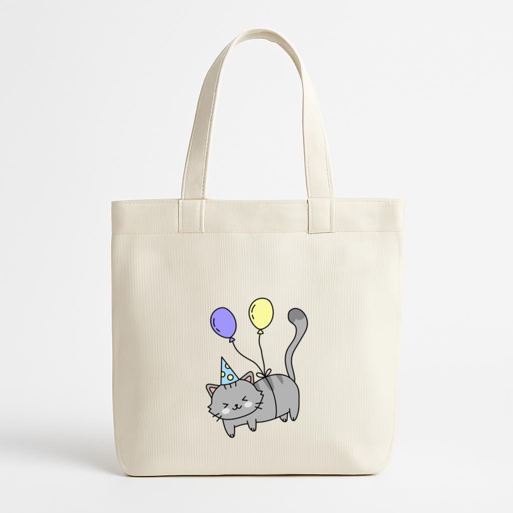 Cat Cute Birthday Balloons Canvas Tote Bag