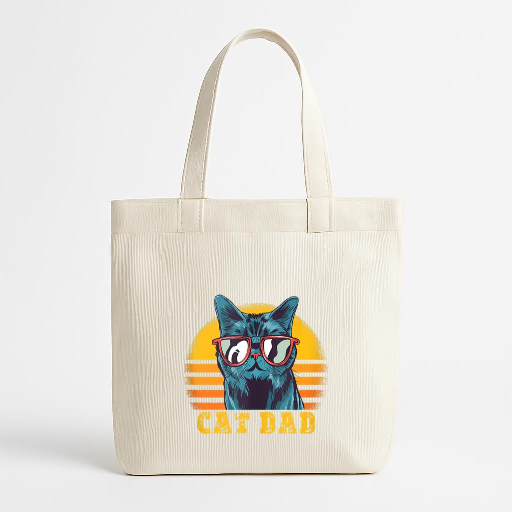 Cat Dad Vintage Cat Sunglasses Canvas Tote Bag