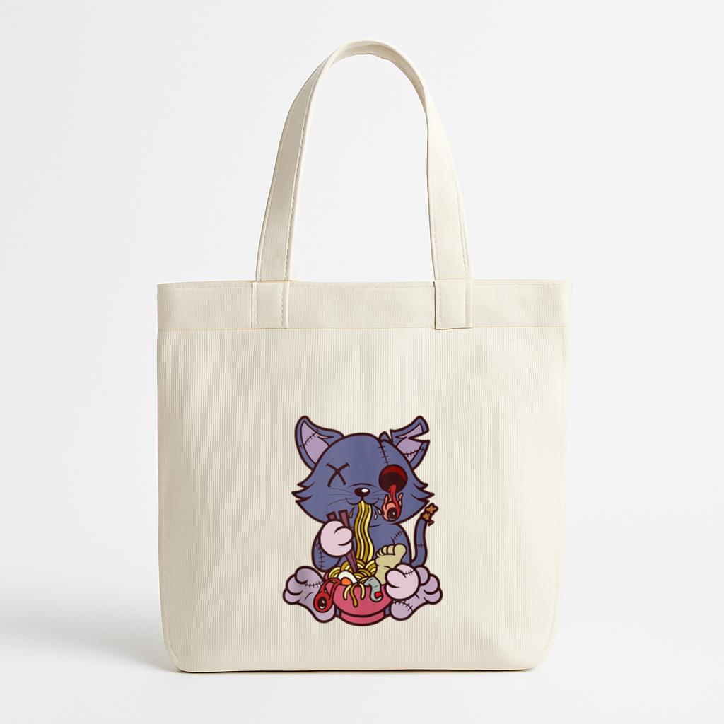 Cat Eating Ramen Noodles Canvas Tote Bag
