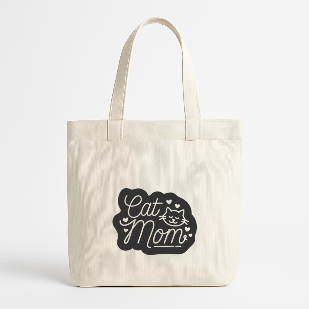 Cat Mom Family Quote Canvas Tote Bag