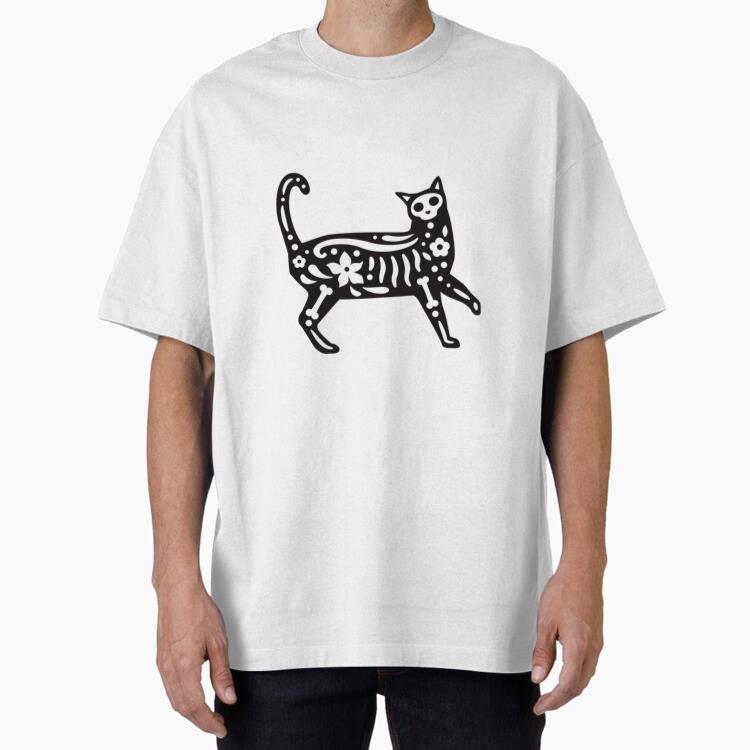 Cat Skull Cut Out Oversized T-Shirt