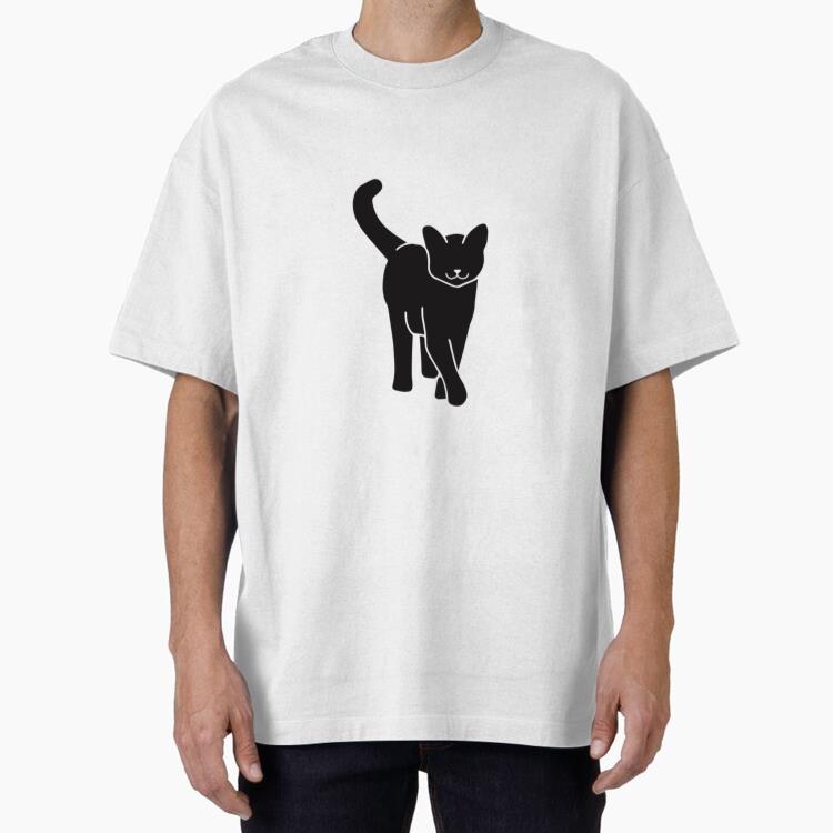 Cat Walking Animal Silhouette Oversized T-Shirt