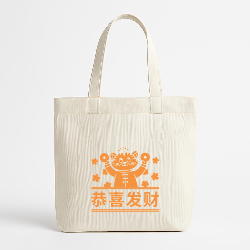 Chinese Cat With Chinese Characters Canvas Tote Bag