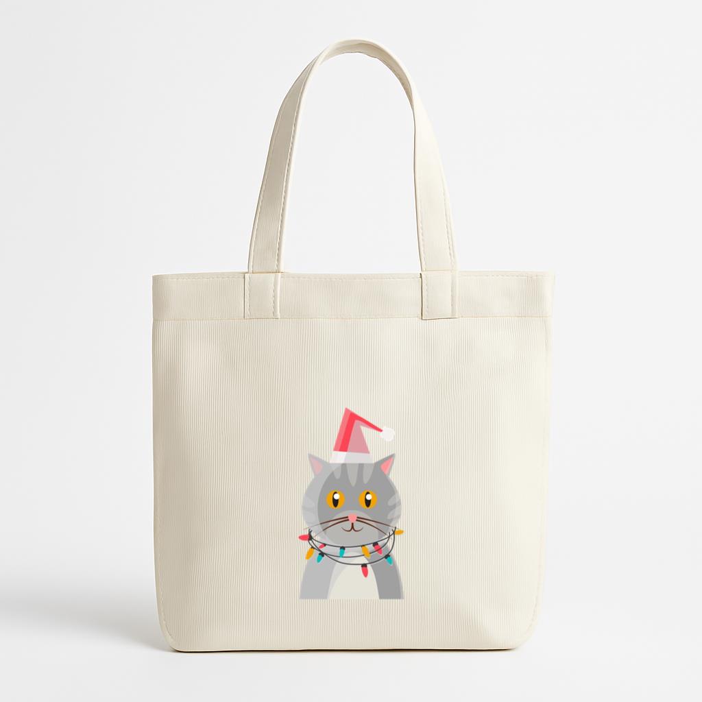 Christmas Cat Icon Canvas Tote Bag