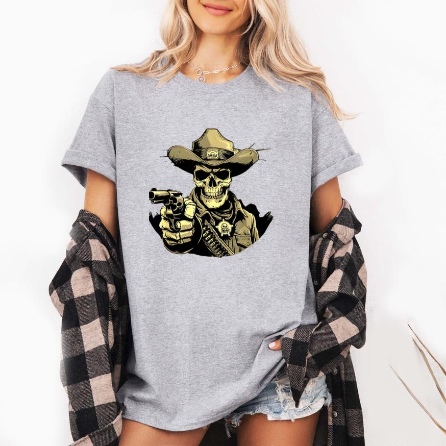 Cowboy Skeleton sheriff costume with a gun for fans of cowboys Classic T-Shirt