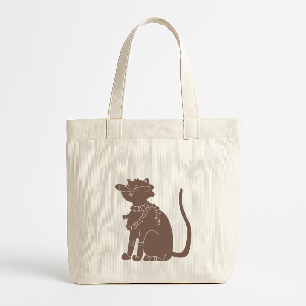 Cut Out Cat Design Wearing Glasses Canvas Tote Bag