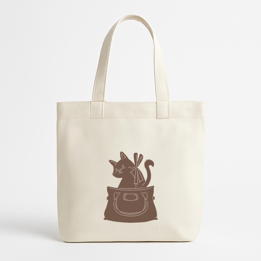 Cute Cat In A Purse Design Canvas Tote Bag
