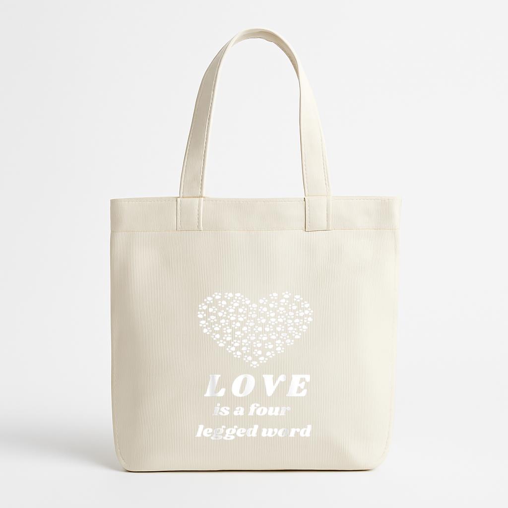 Cute Cat Love Is A Four Legged Word Canvas Tote Bag