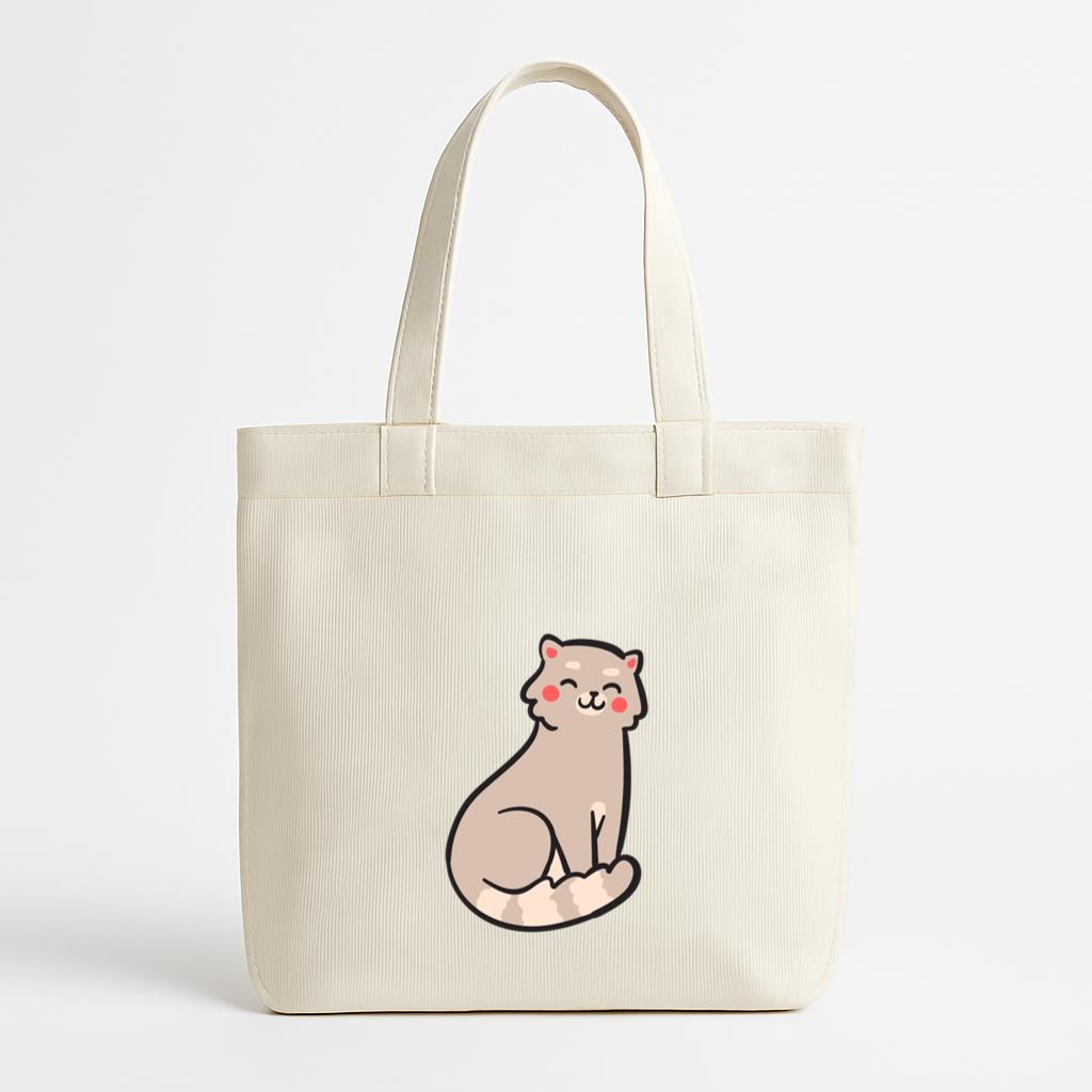 Cute Cat Stroke Smile Canvas Tote Bag