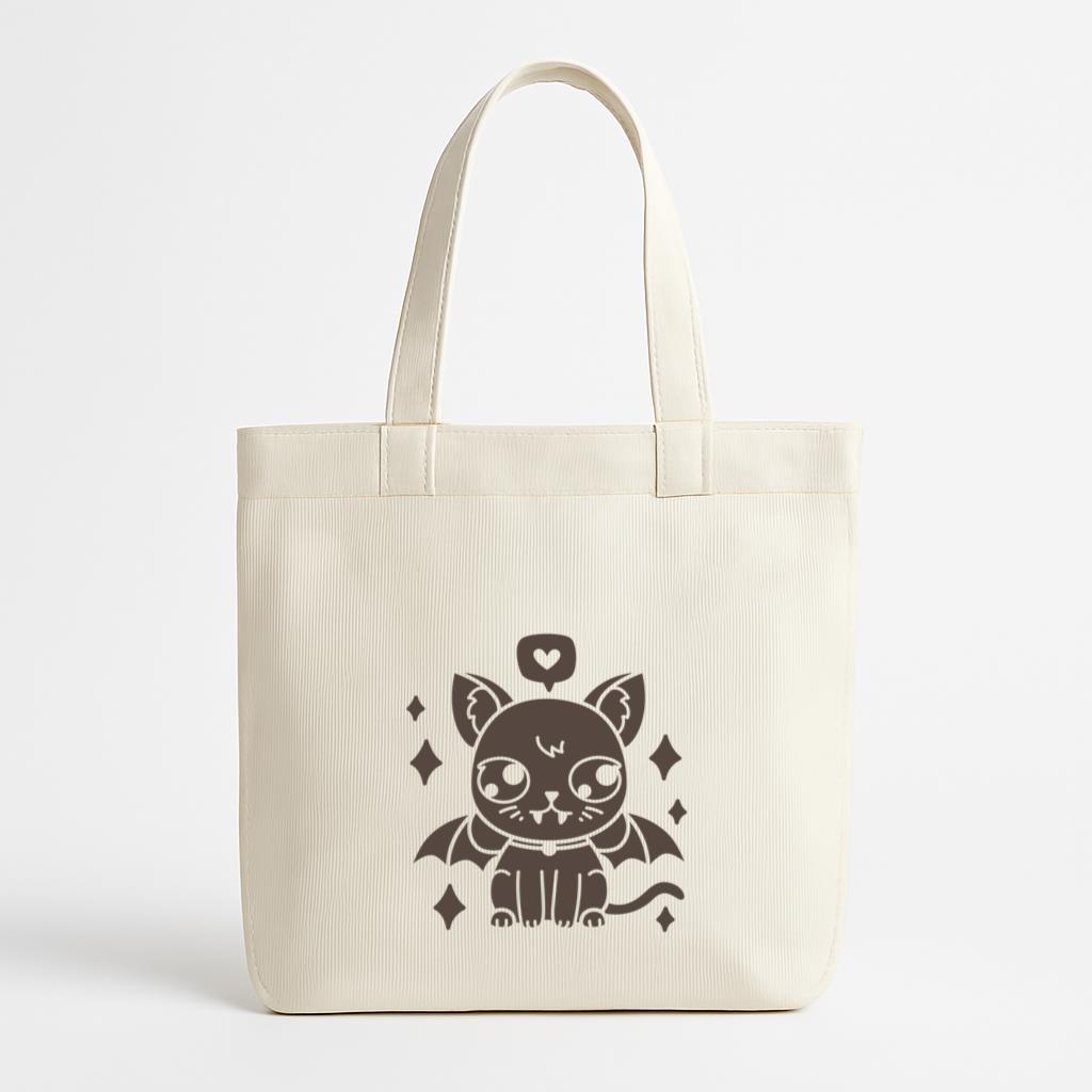 Cute Cat With Vampire Wings Canvas Tote Bag