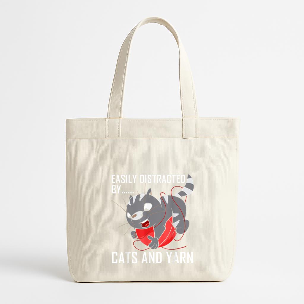 Easily Distracted By Cats And Yarn Canvas Tote Bag