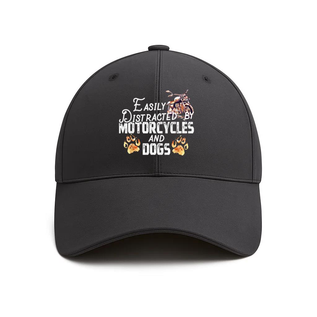 Easily Distracted By Motorcycles And Dogs Cotton Baseball Hat