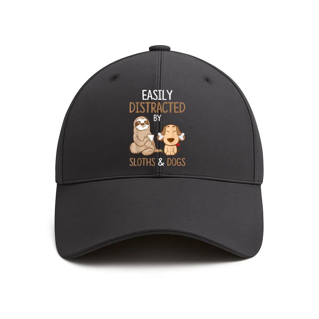 Easily Distracted By Sloths And Dogs Cotton Baseball Hat