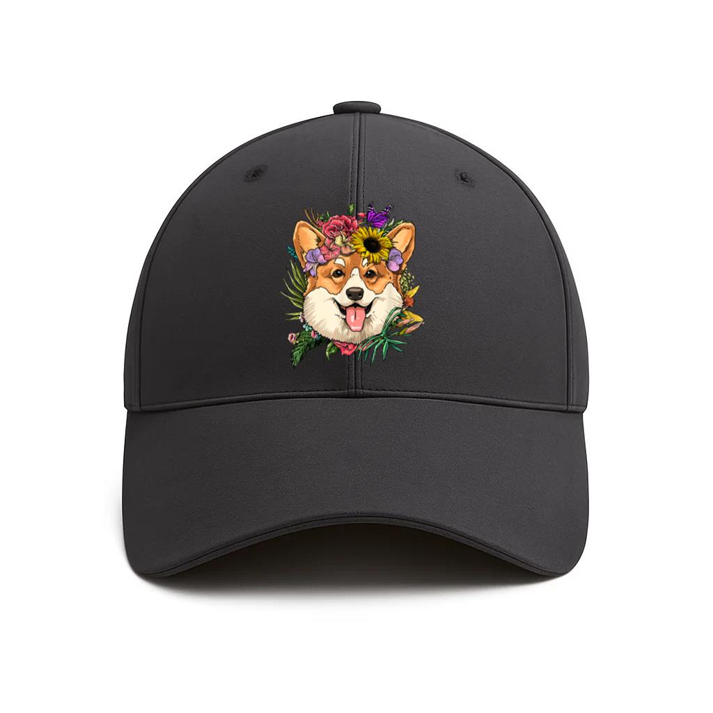 Floral Corgi Dog Spring Nature Cotton Baseball Hat