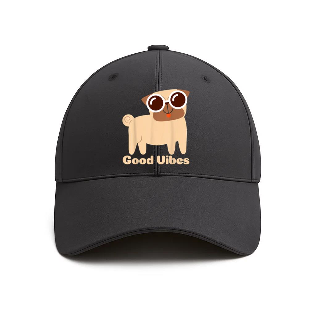 Good Vibes Pug Dog Cotton Baseball Hat