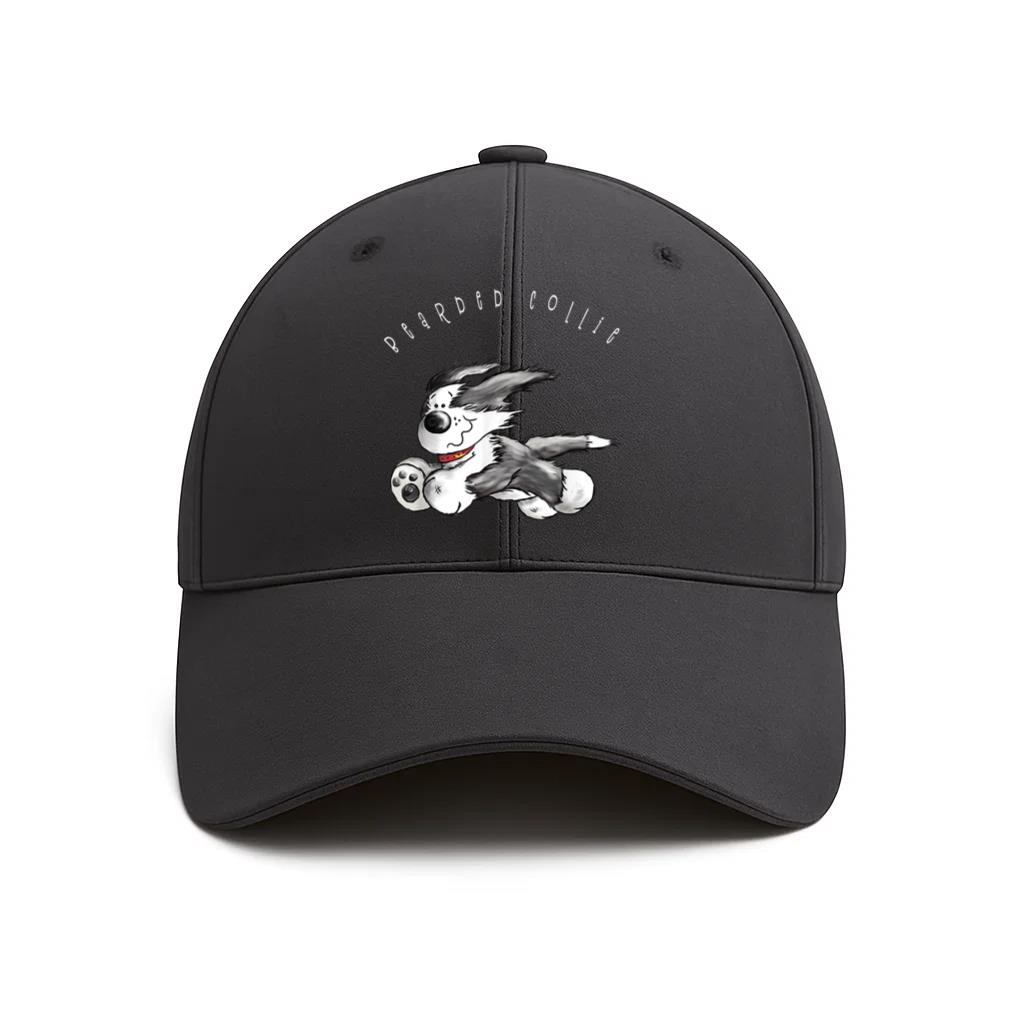 Happy Bearded Collie Dog Cotton Baseball Hat