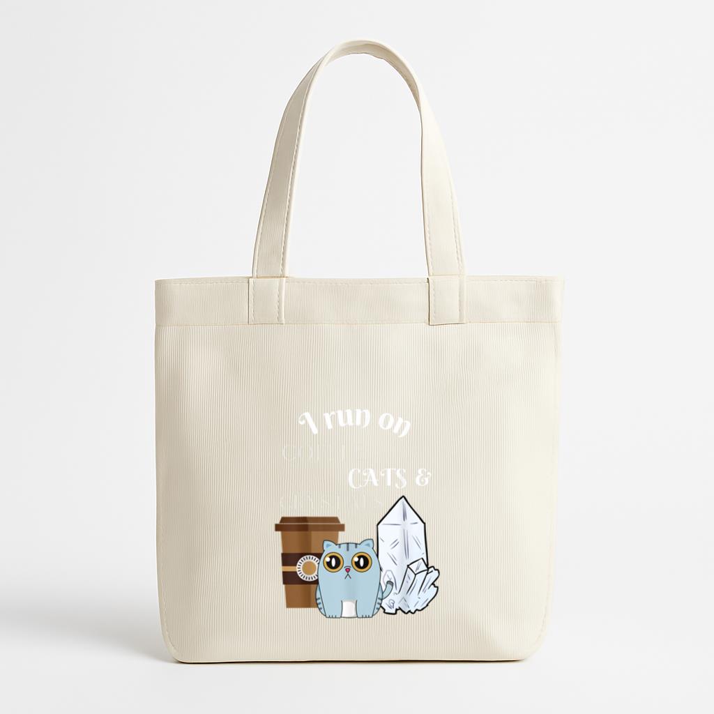 I Run On Coffee Cats And Crystals Mom Life Canvas Tote Bag