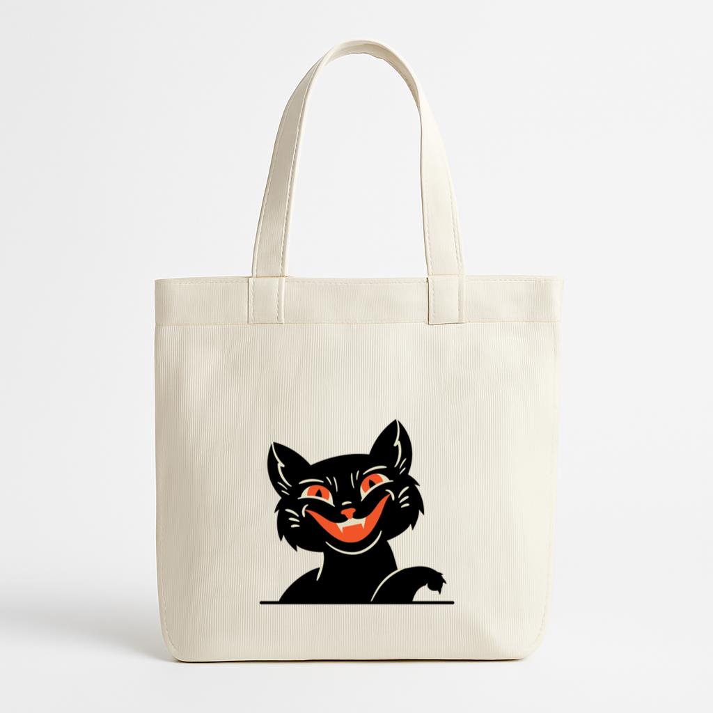 Scary Cat Design Canvas Tote Bag