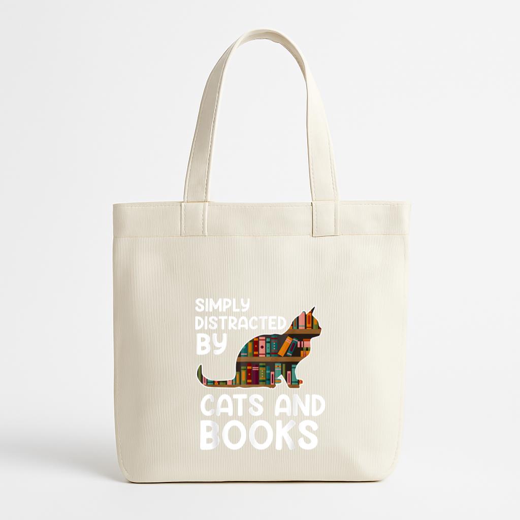 Simply Distracted By Cats And Books Canvas Tote Bag