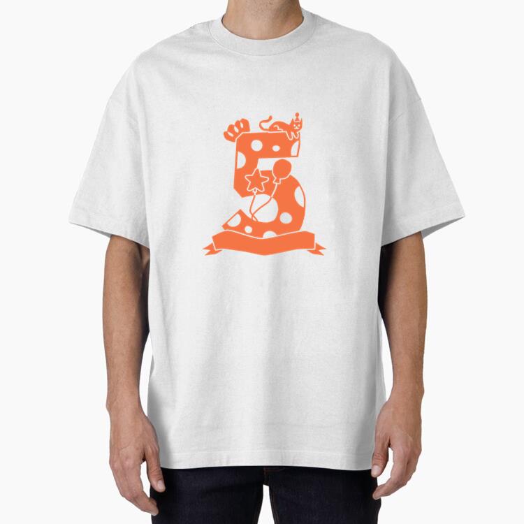 The Number Five With A Cat And Polka Dots Oversized T-Shirt