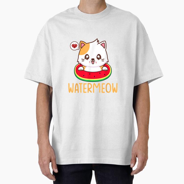 Watermeow Cat Watermelon Oversized T-Shirt