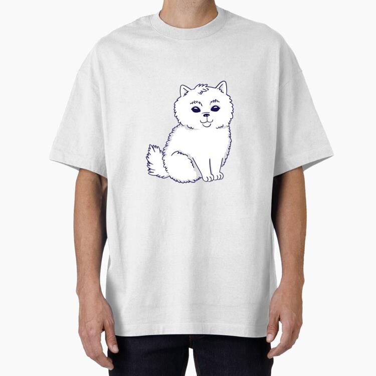 White Cat Sitting Oversized T-Shirt