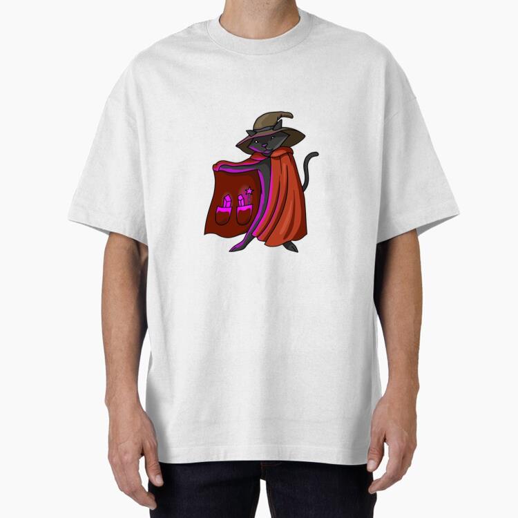 Wizard Cat Color Stroke Oversized T-Shirt