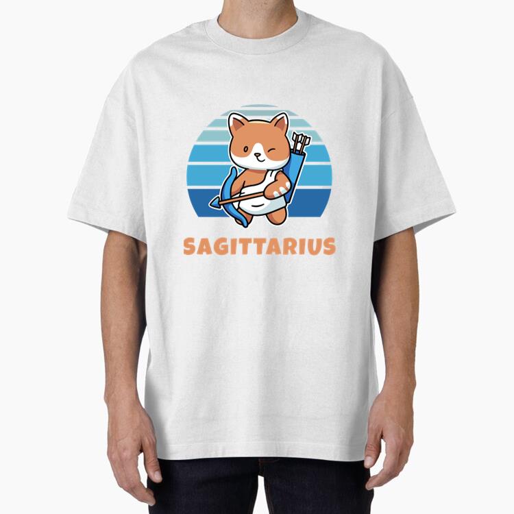 Zodiac Sign Sagittarius Cat Oversized T-Shirt